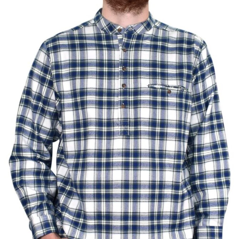 Lee Valley Vintage Grandfather Shirt LV38 Blue White Check Cotton Flannel